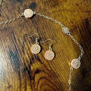 Francesca’s Matching Gold and Pink Floral Jewelry Set
